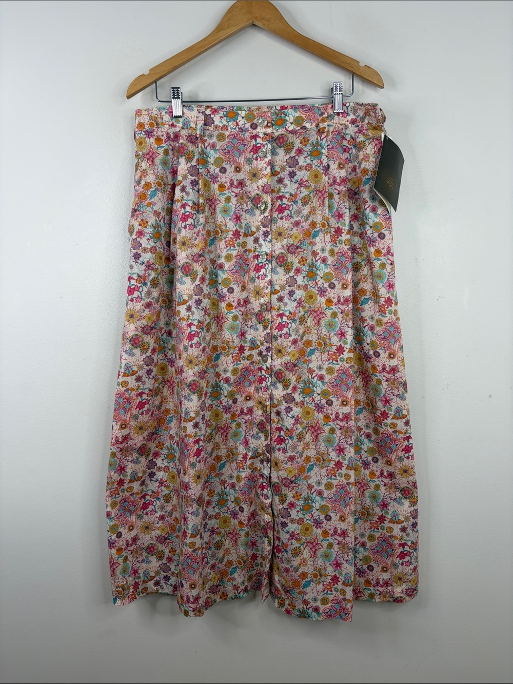 New Tilley Skirt Women XL Pink Yellow Floral Cotton Liberty Print Made in Canada